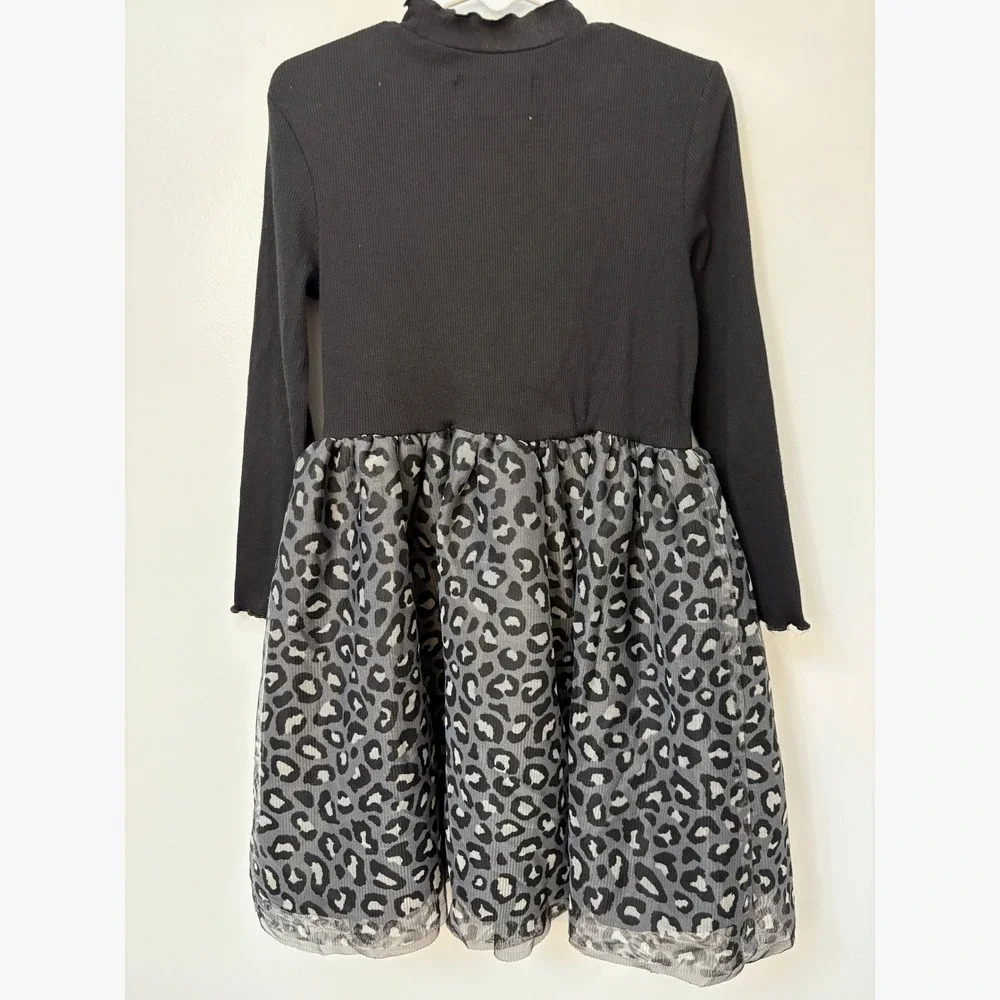 Girls 5T Party Dress Black Ribbed Leopard Tulle Skirt Old Navy‎